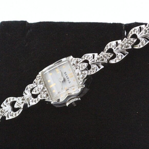 Splendid 14K Gold Benrus Vintage 60's Diamond Ladies Watch Working! - Picture 2 of 12